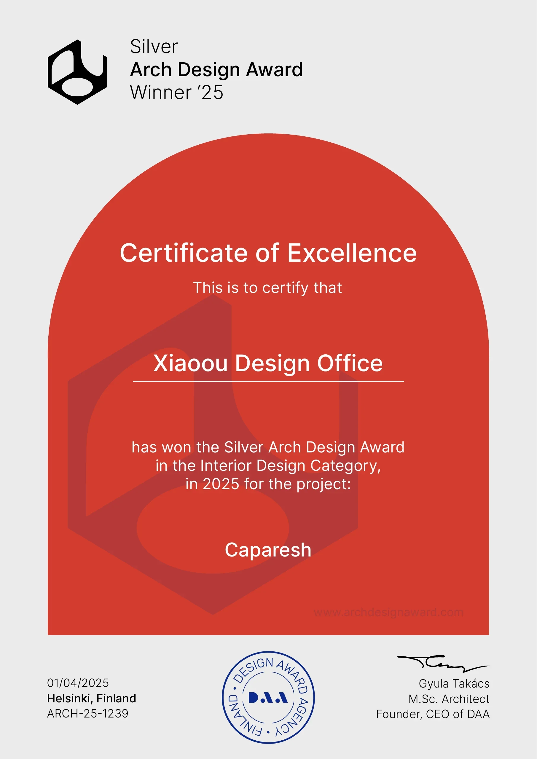 Arch Design Award Silver