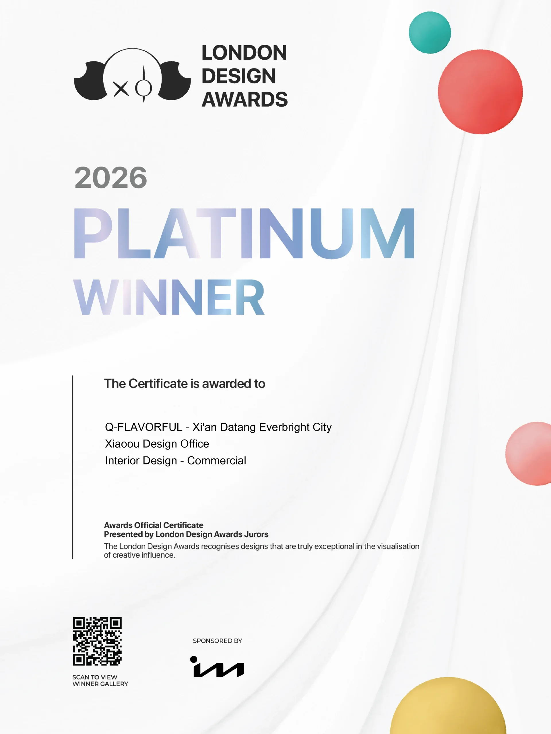 London Design Awards Platinum – Commercial