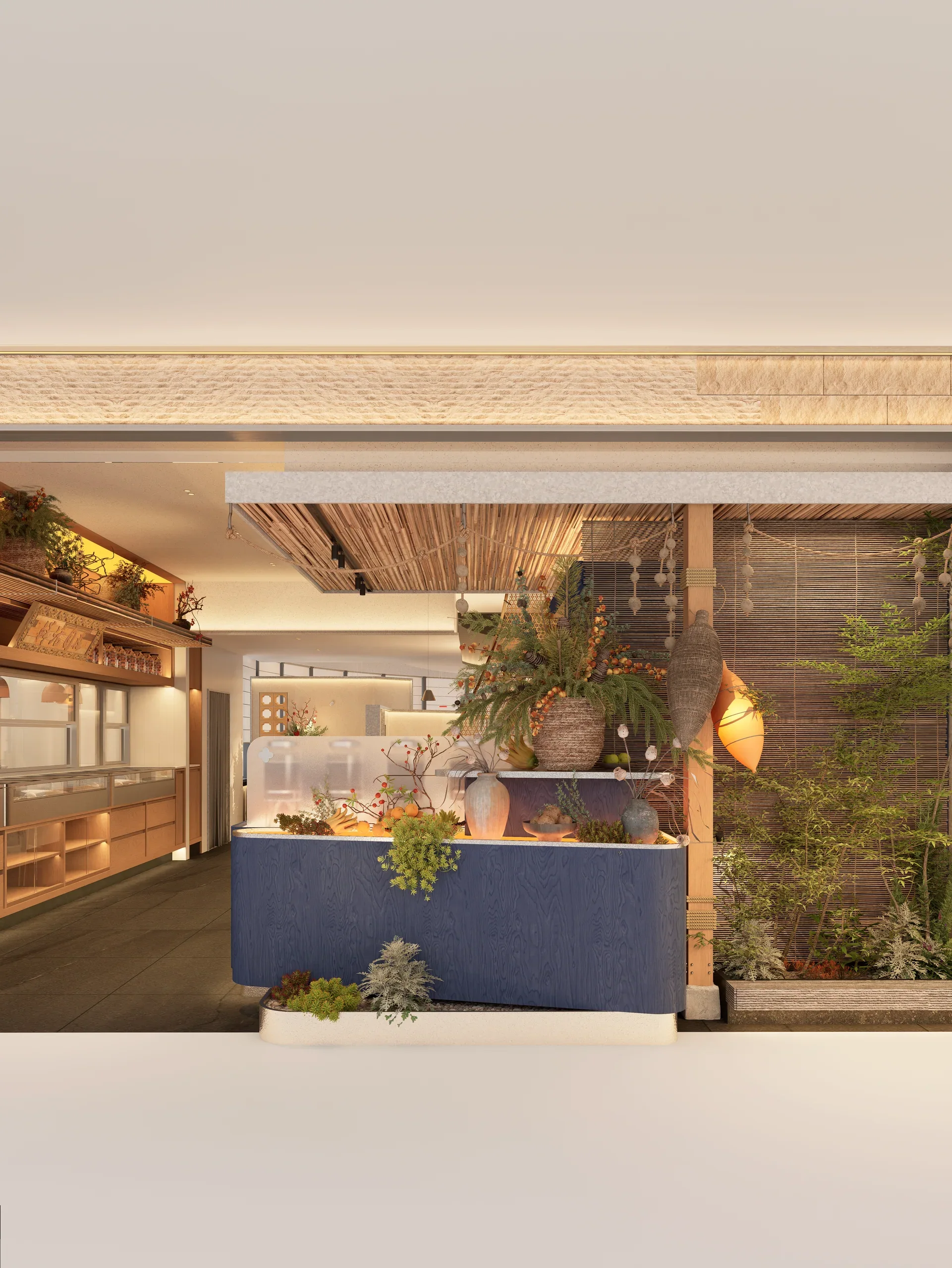 Chun Lang, Xianlin, Planting and lighting at the entrance