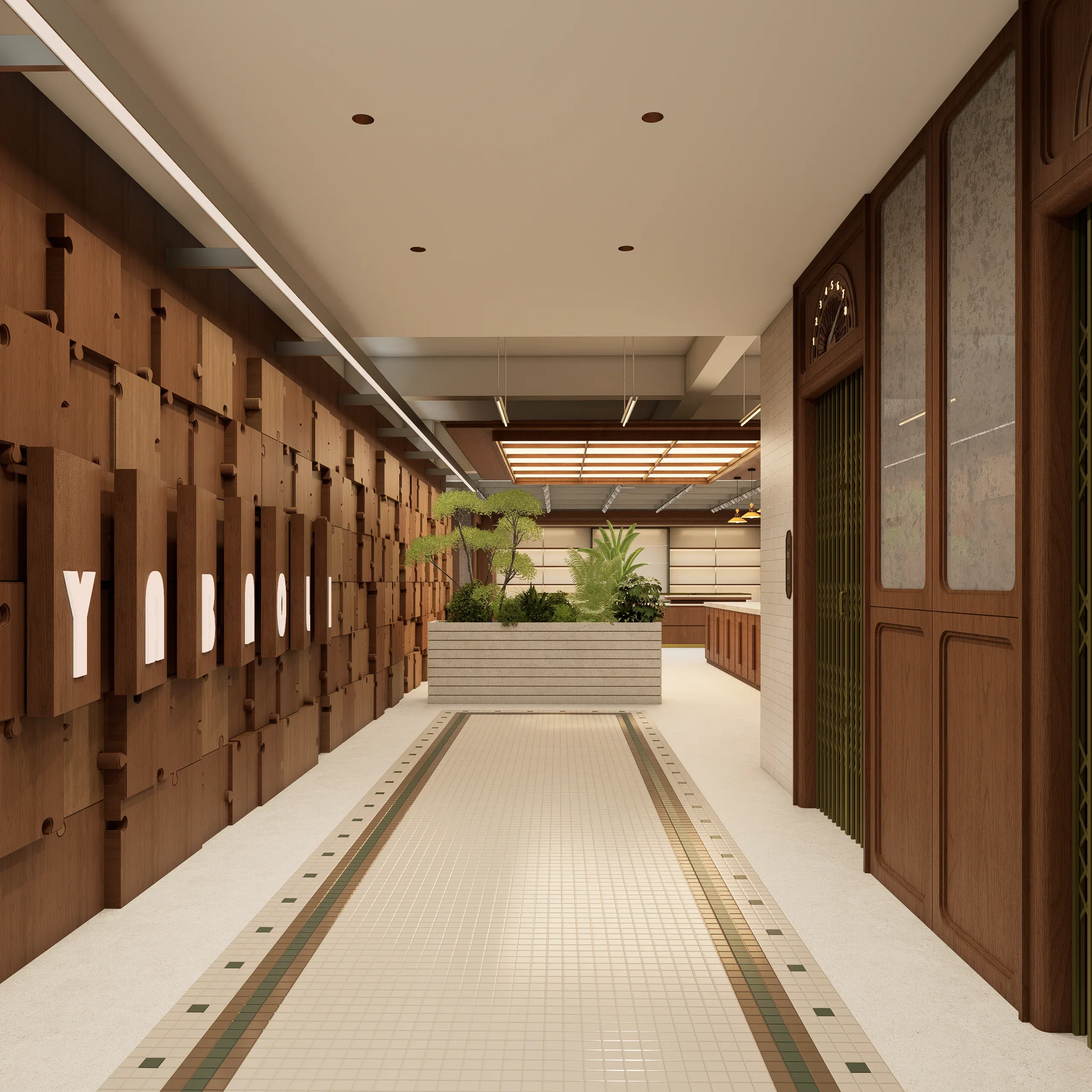 Yabaoli, Entrance and brand corridor