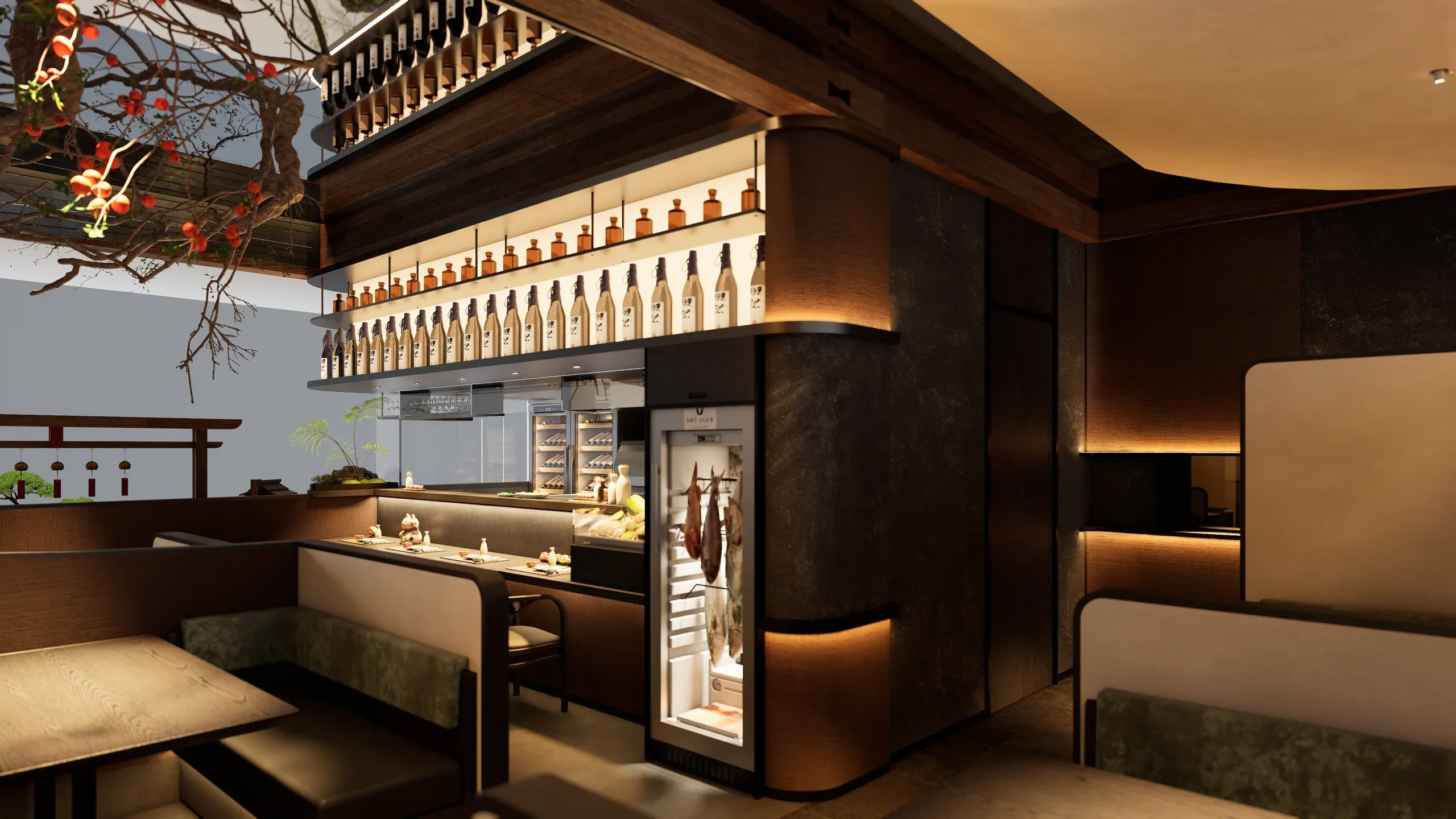 Bird Court, Ningbo MixC, Bar and dining space