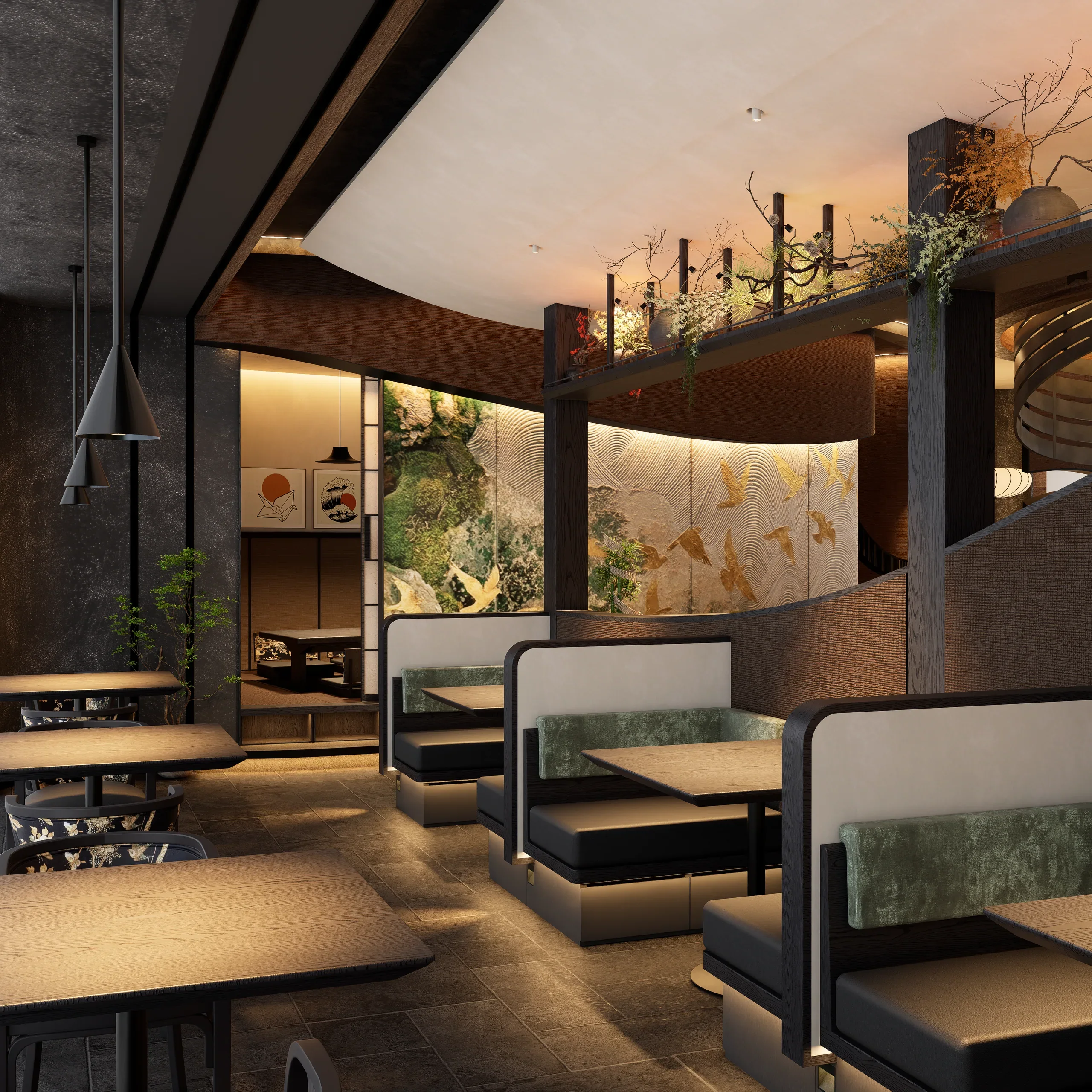 Bird Court, Ningbo MixC, Courtyard and dining area